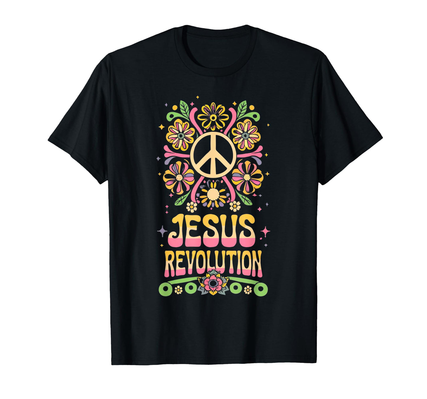 Jesus Revolution Christian Faith Retro Groovy Hippie Flower T-Shirt