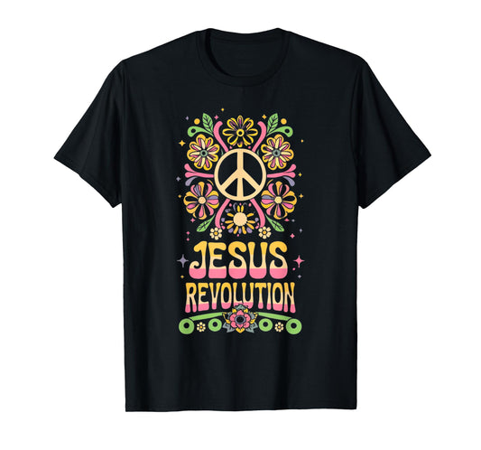 Jesus Revolution Christian Faith Retro Groovy Hippie Flower T-Shirt