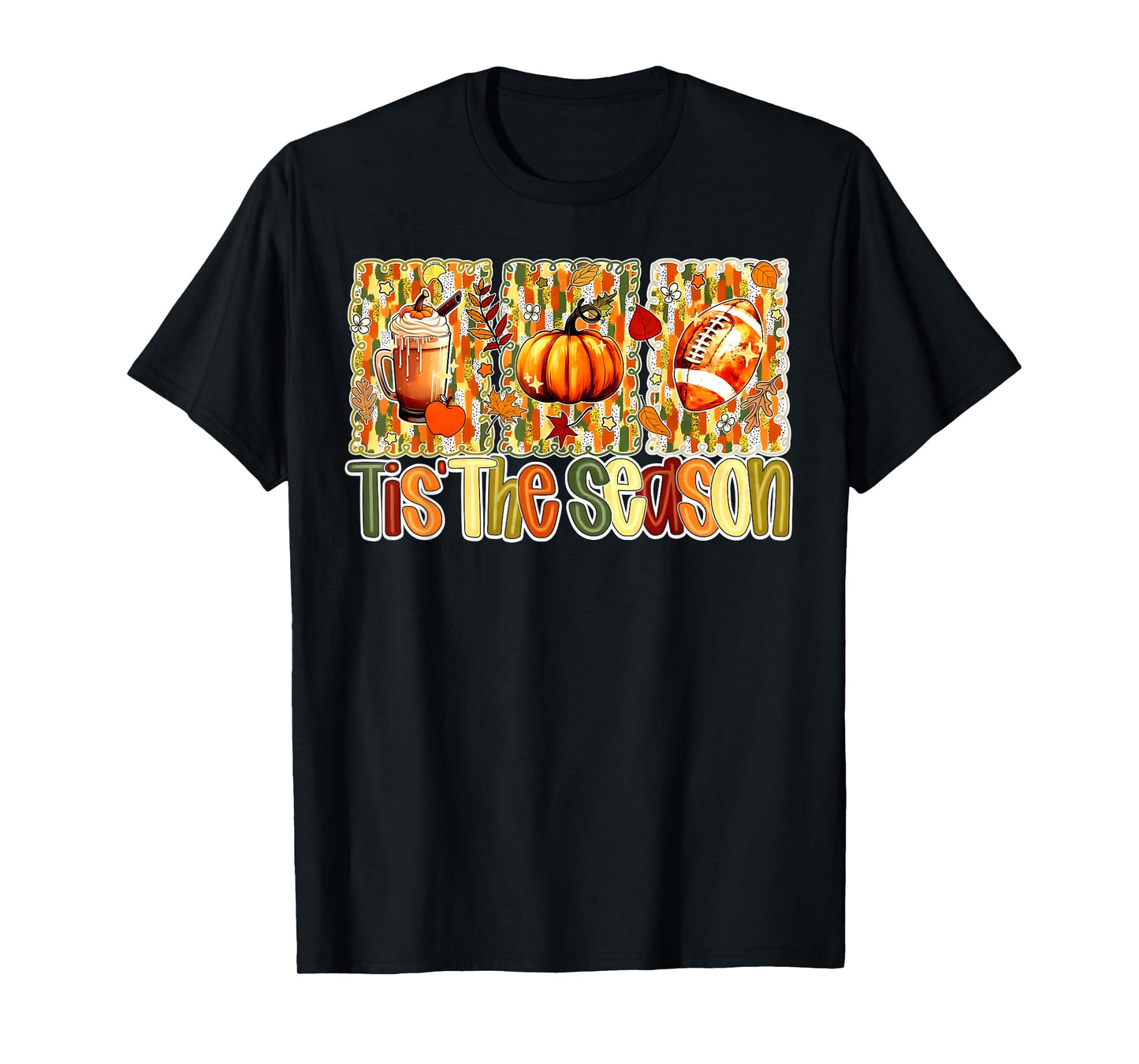 Pumpkin Spice Football Tis The Season Fall Thanksgiving Day T-Shirt