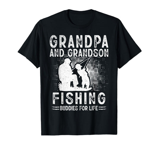 Grandpa and Grandson Fishing Buddies for Life Matching T-Shirt
