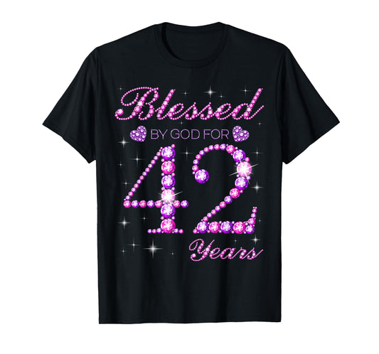 Blessed by God for 42 Years Old 42nd Birthday Party T-Shirt