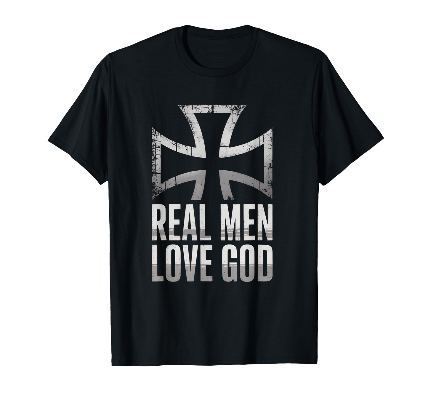 Real Men Love God Retro Christian Cross Matthew 22:37 T-Shirt