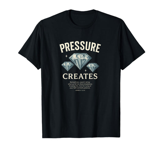 Pressure Creates Diamonds | James 1:2-3 Christian Verse T-Shirt