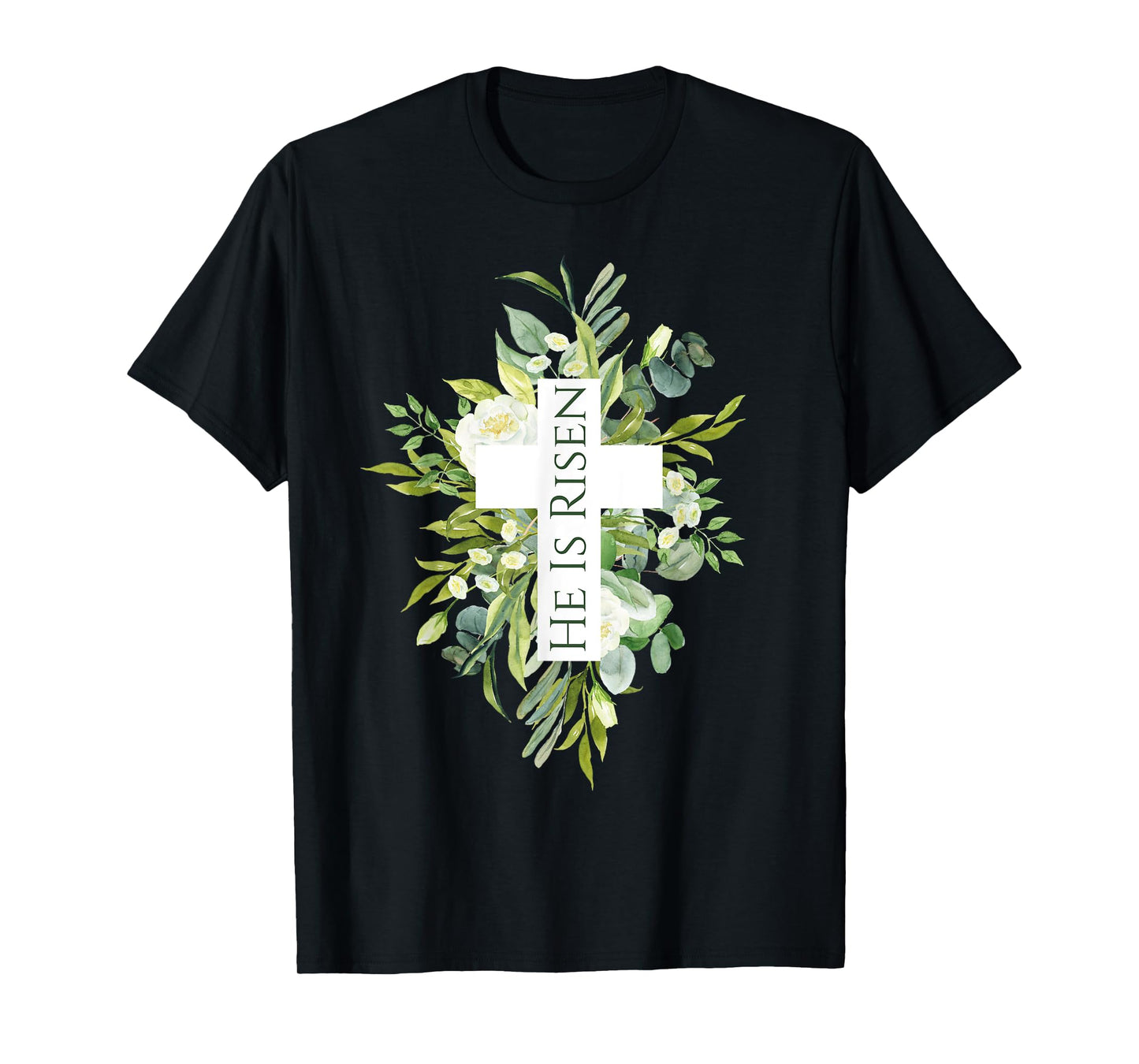 Happy Easter Shirt Floral He Is Risen Jesus Cross Spring T-Shirt
