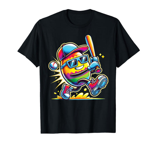 Easter Bunny Egg Playing Baseball Boys teen Kids Baseball T-Shirt