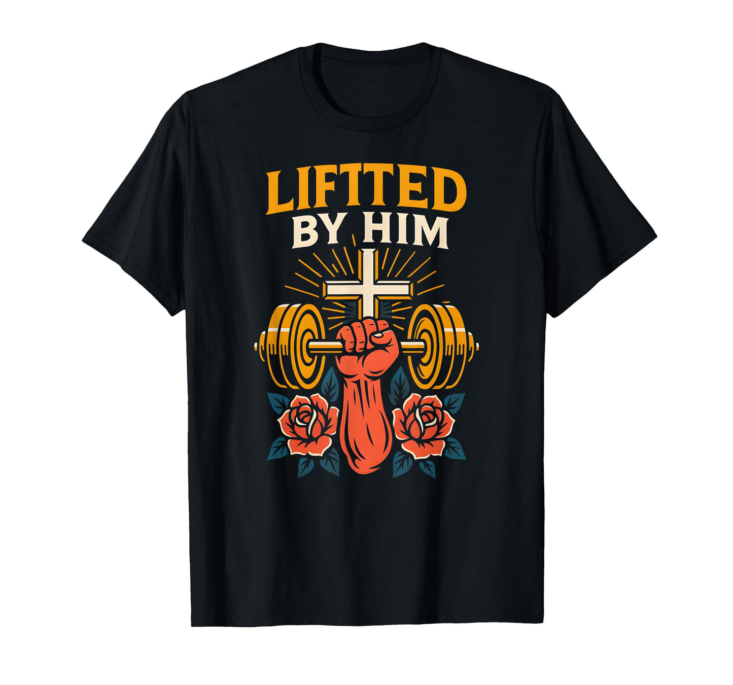 Faith Fitness Lifted by Him Cool Mens Christian Tee T-Shirt