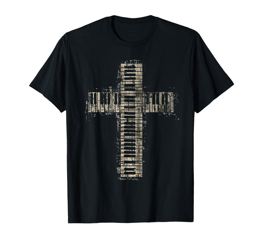 Piano Christian Cross Vintage Classical Music Organ Pianist T-Shirt