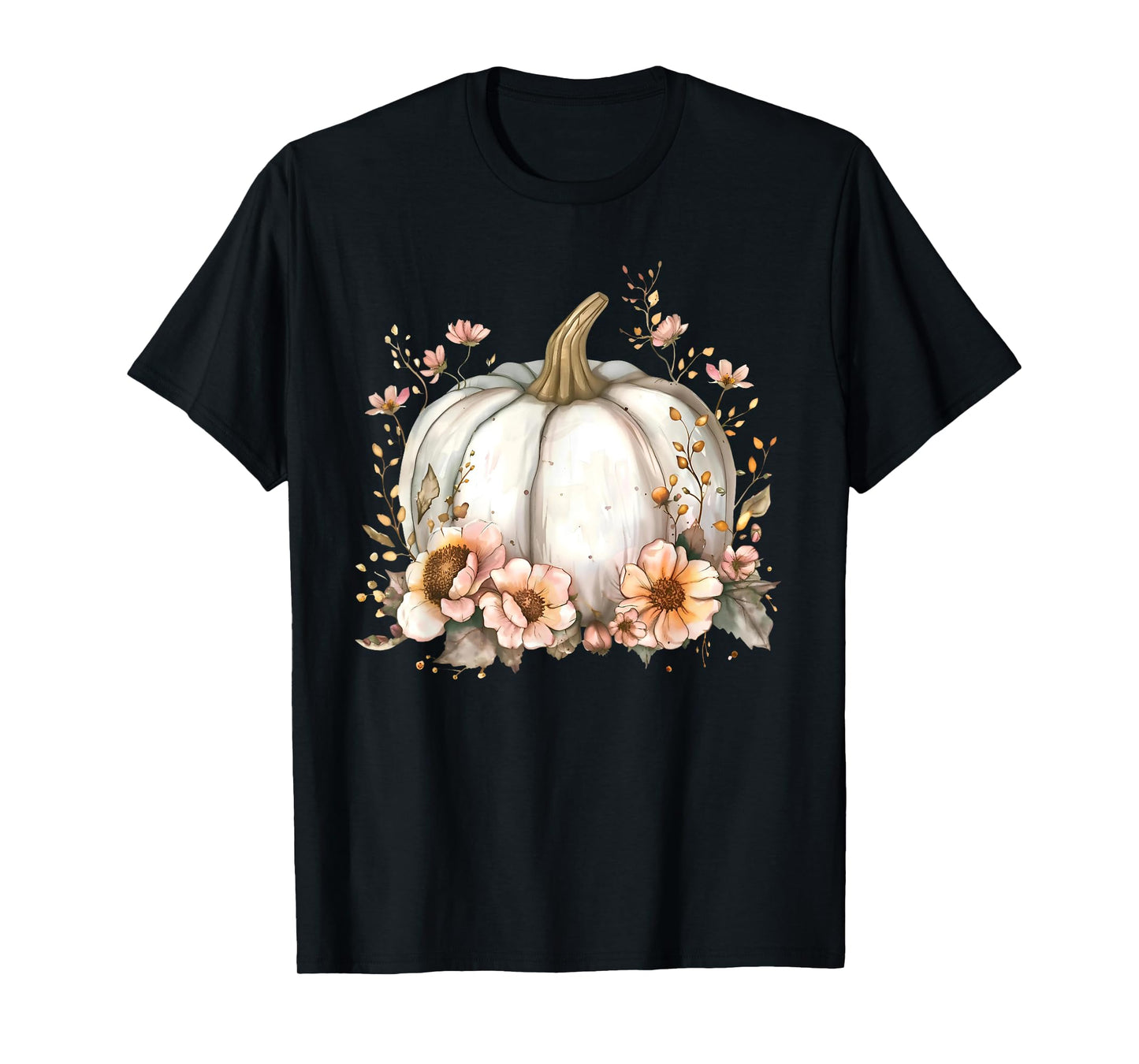 Wildflower Pumpkin Season Autumn Fall Leaves Thanksgiving T-Shirt
