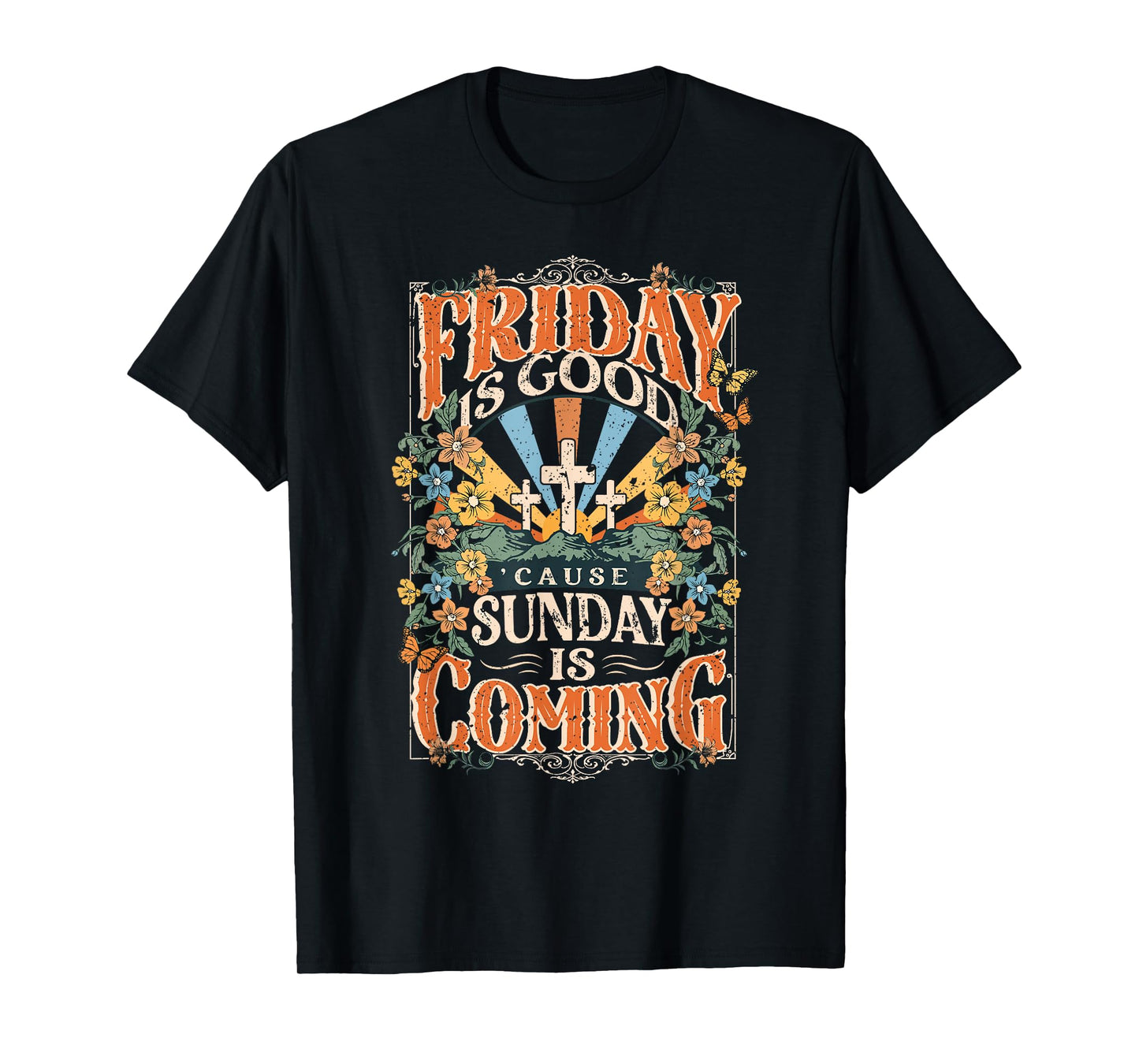 Friday Is Good Sunday Is Coming Jesus Christian Easter Bunny T-Shirt