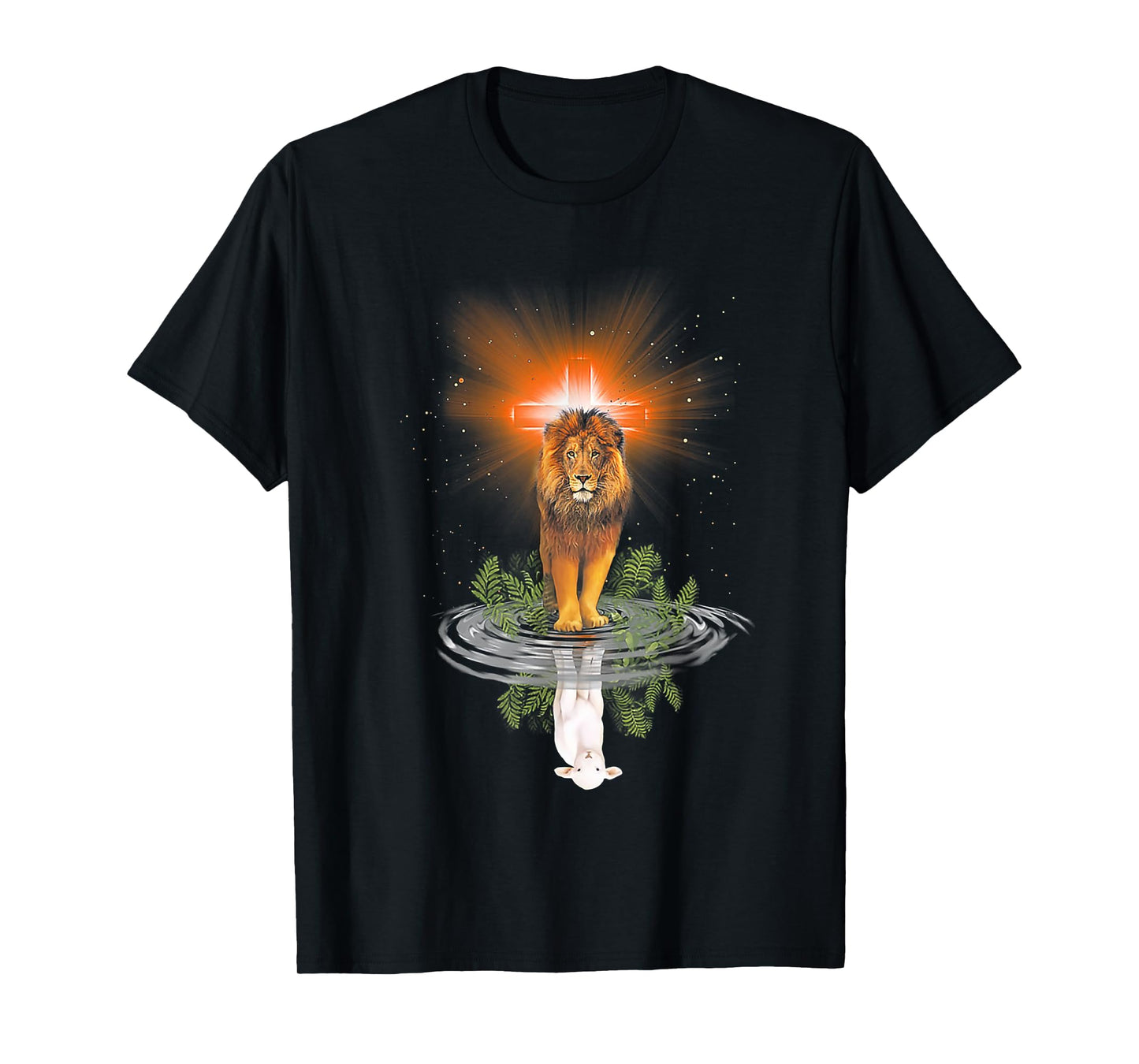 Lion Cross Jesus Reflection Water Mirror Sheep T-Shirt