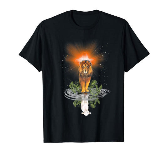 Lion Cross Jesus Reflection Water Mirror Sheep T-Shirt