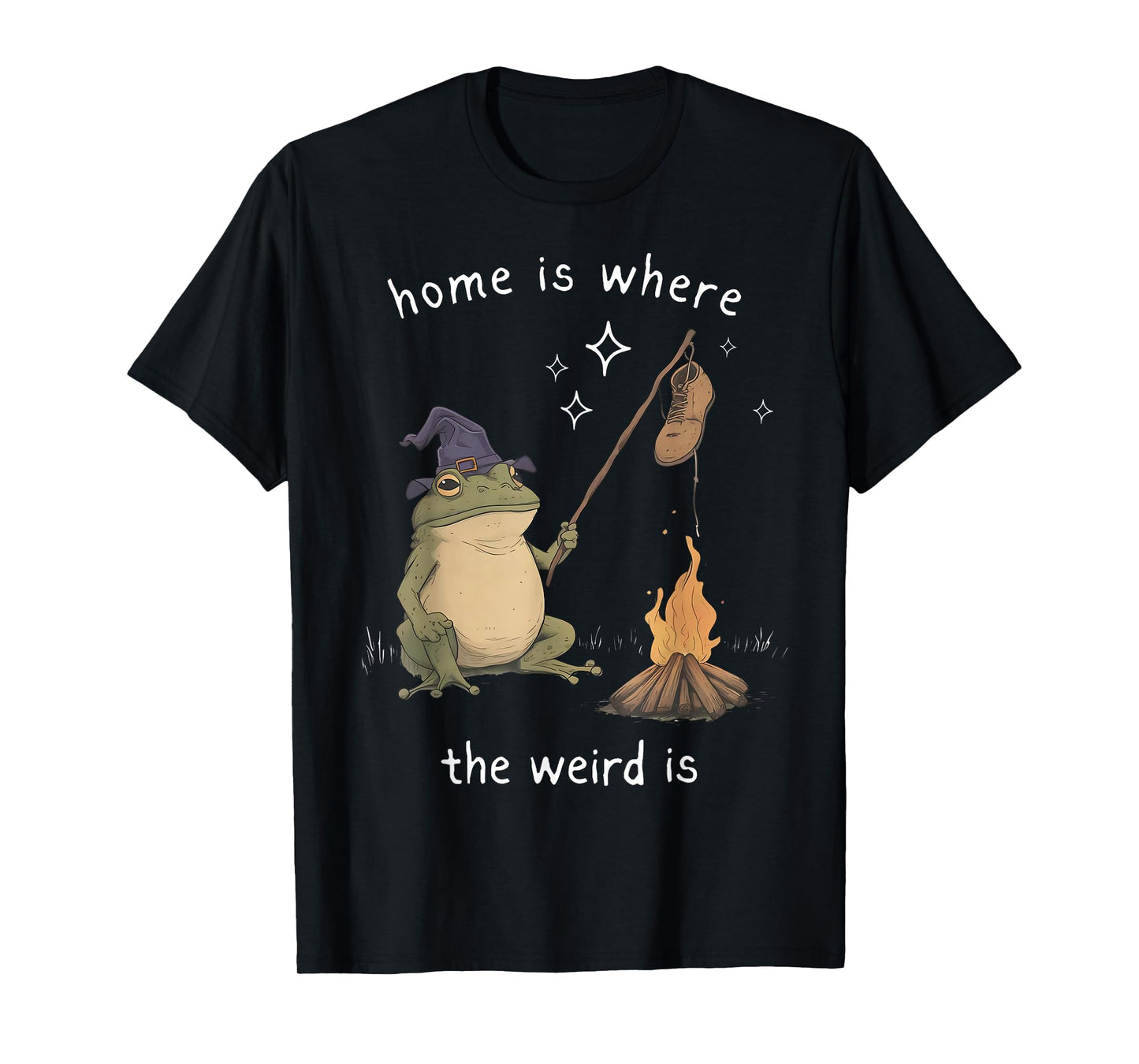 Whimsical Frog Wizard Where The Weird is Meme Frog T-Shirt