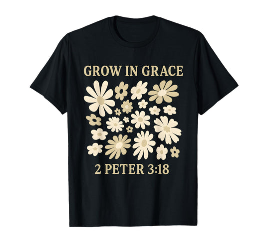 Boho Catholic Jesus Bible Verse Tee Kids Girls 2 Peter 3 18 T-Shirt