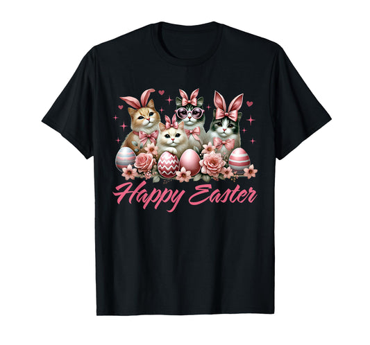 Cute Cat Bunny Happy Easter Cat Lover Kitty Rabbit Cat Mom T-Shirt