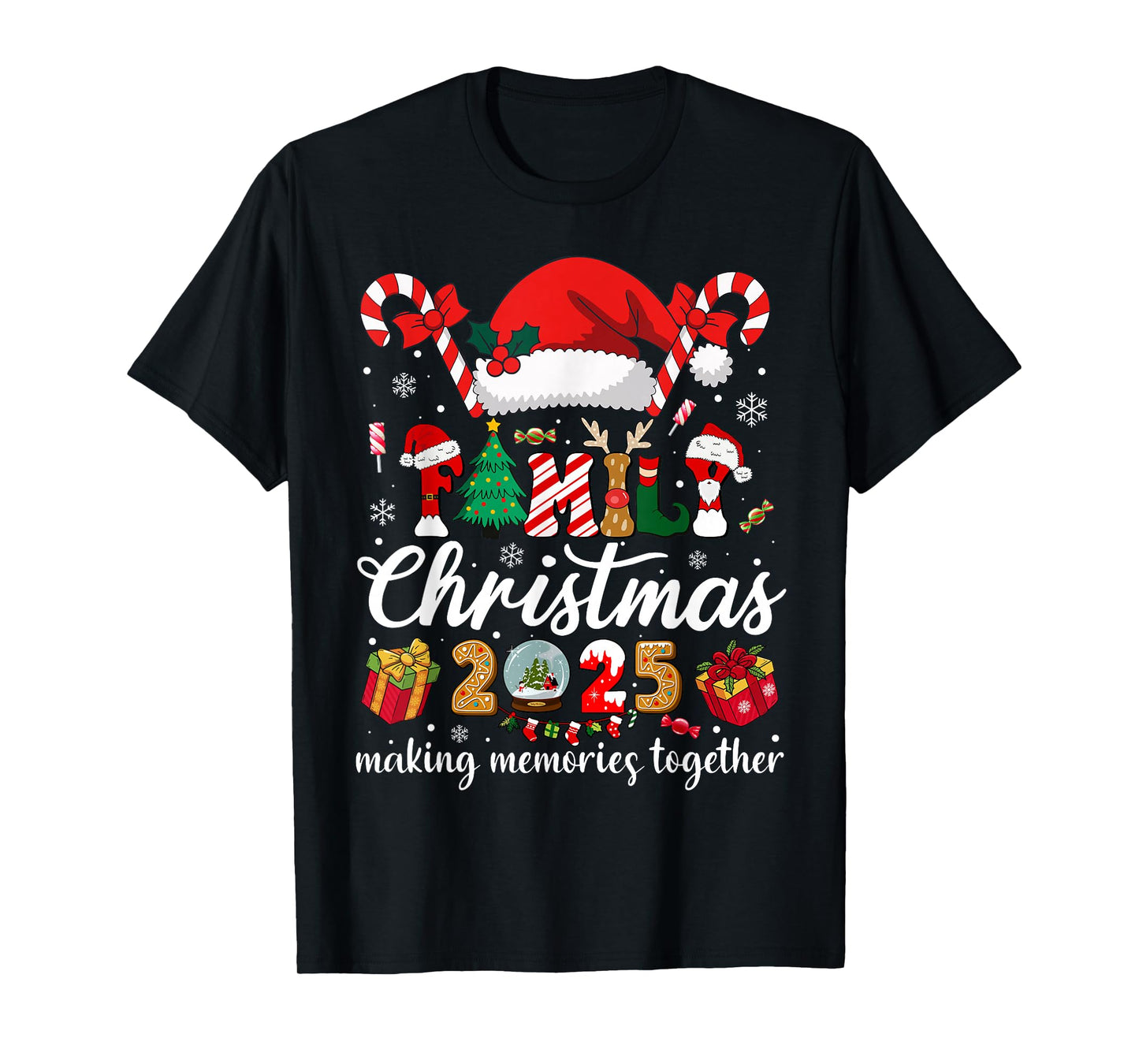 Family Christmas 2025 Matching Squad Santa Elf Funny Xmas T-Shirt