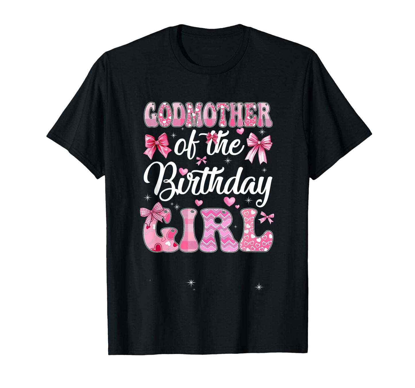 Godmother Of The Birthday Girl Family Pink Coquette Bow T-Shirt