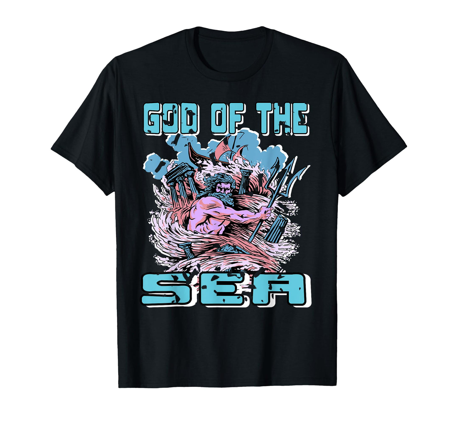 God of The Sea Ancient Myth Ocean Trident Poseidon Power T-Shirt