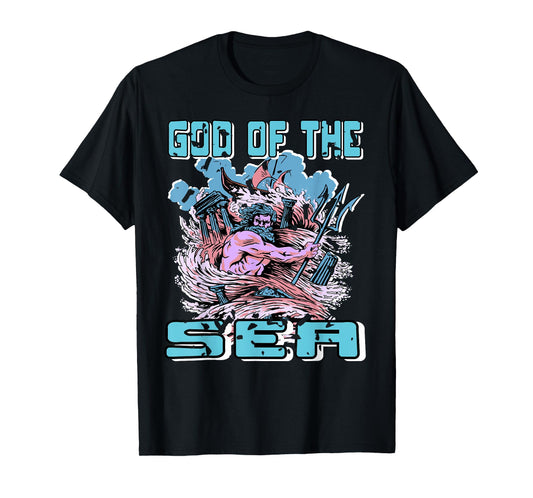 God of The Sea Ancient Myth Ocean Trident Poseidon Power T-Shirt