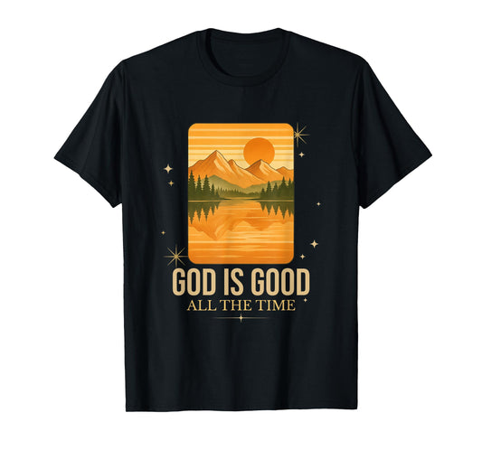 Vintage Retro Mountain Religious Faith Christian God Is Good T-Shirt