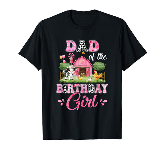 Dad Of The Birthday Girl 1St Birthday Cow Farm Family T-Shirt