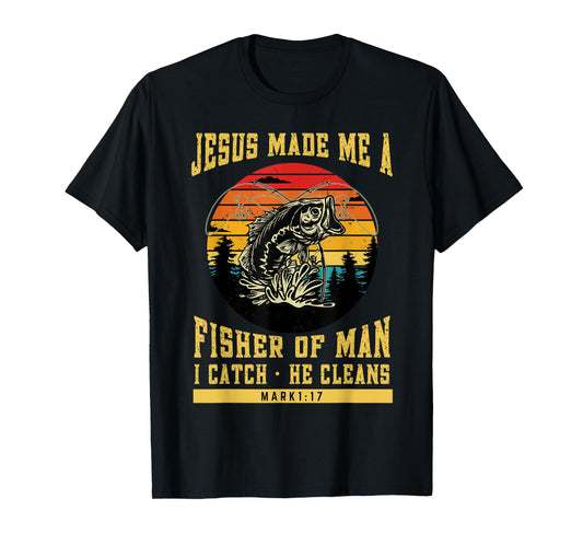 Christian Fisherman Jesus Made Me a Fisher of Man Religious T-Shirt