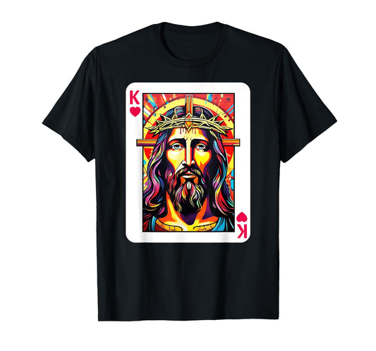 Jesus Is King Card Christian King of Hearts Religious Faith T-Shirt