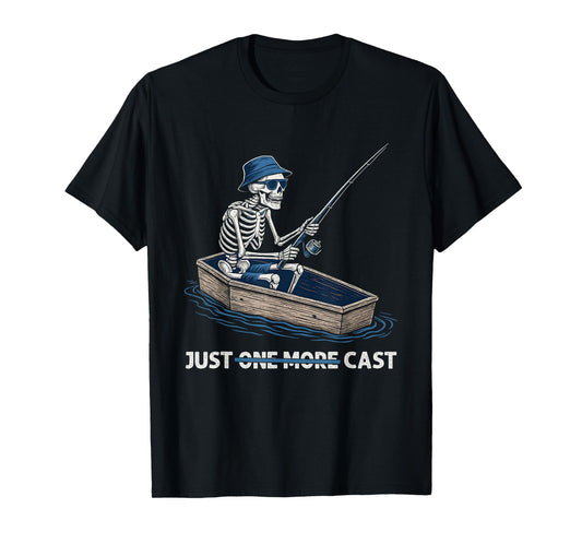 Just Cast Meme Funny Quote Skeleton Fishing Joke Novelty T-Shirt