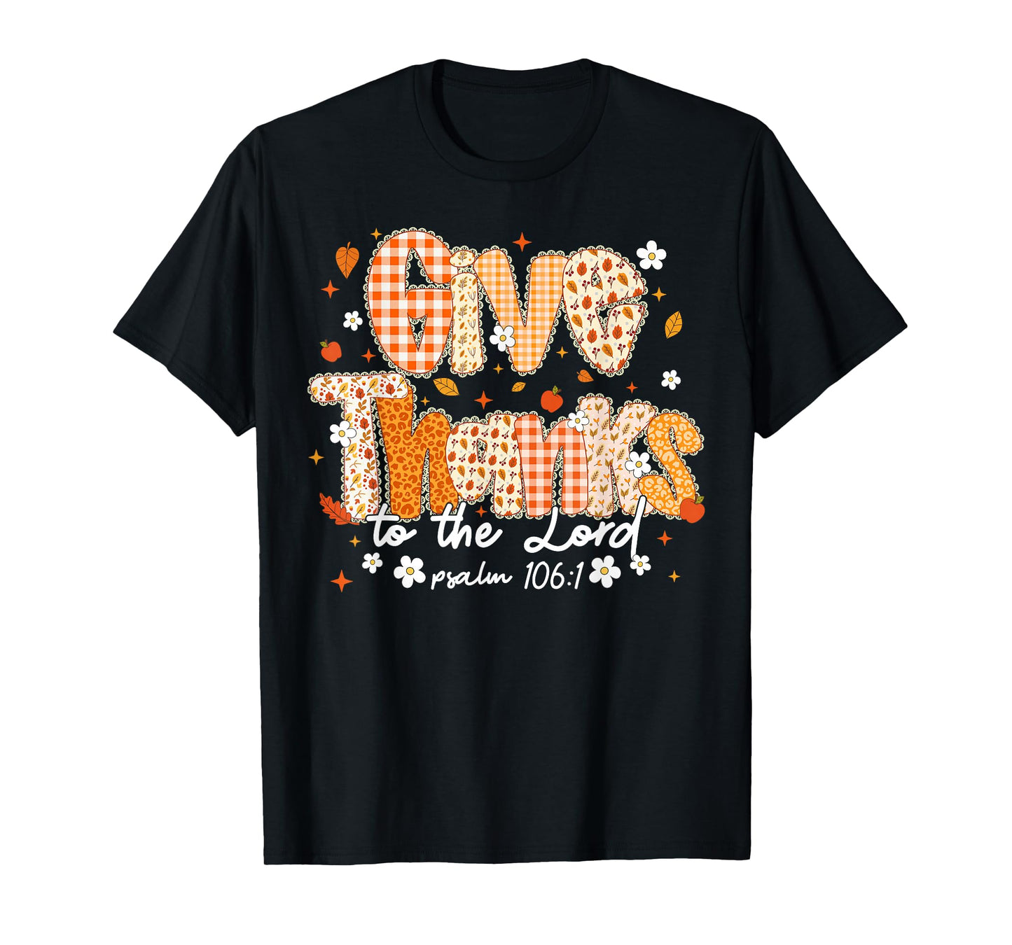 Give Thanks to The Lord Lace Christian Fall Autumn Girly T-Shirt