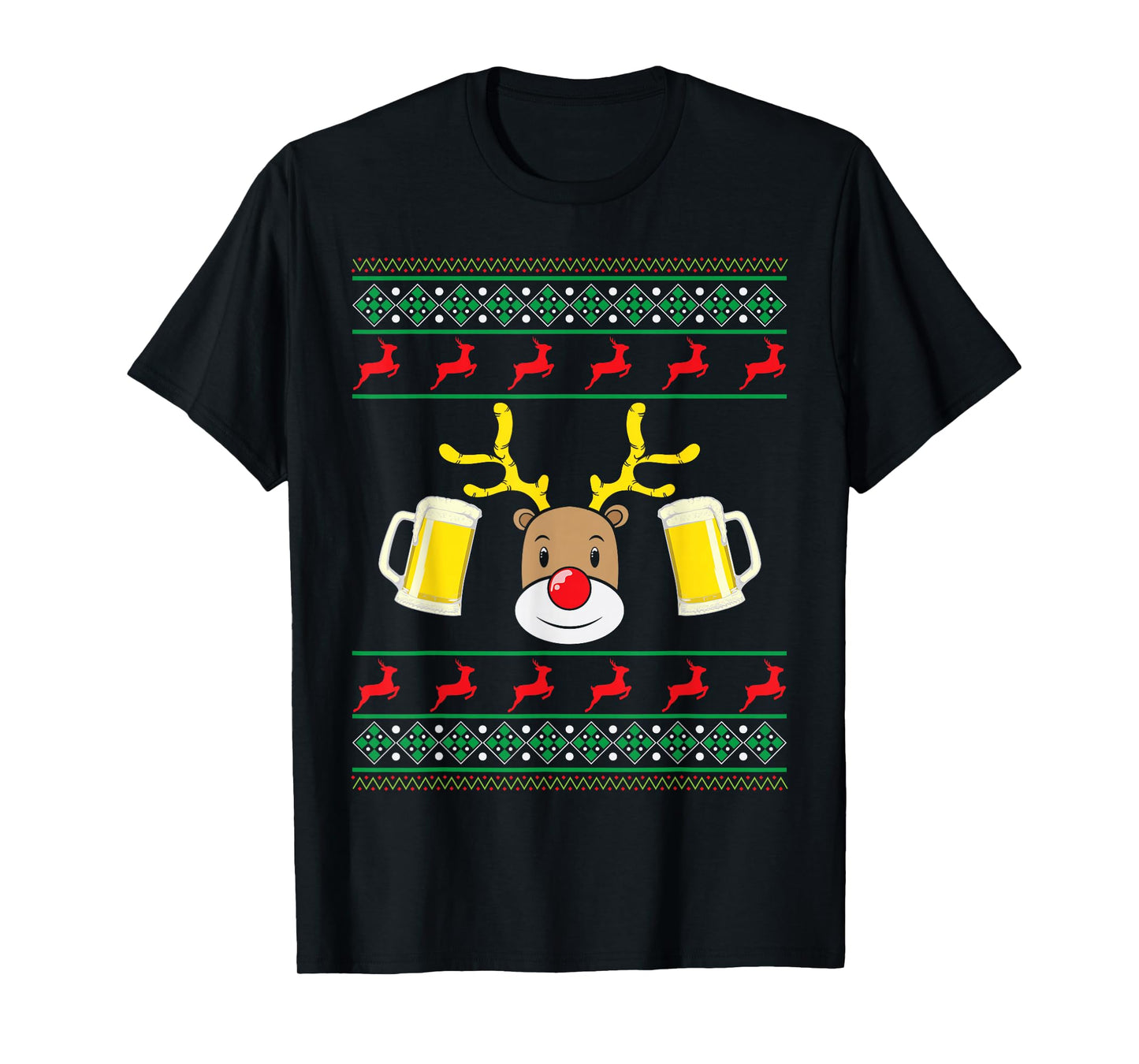Ugly Christmas with Rudolf The Reindeer and Beer T-Shirt