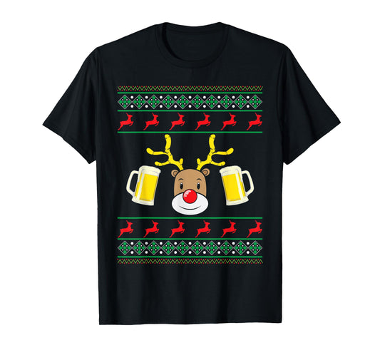 Ugly Christmas with Rudolf The Reindeer and Beer T-Shirt