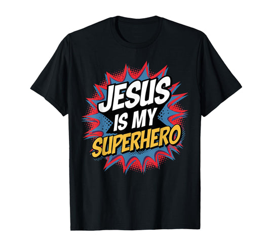 Kid Jesus Is My Superhero Funny Christian Boy Godson Toddler T-Shirt