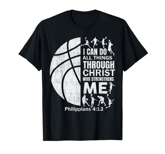 Christian Basketball T Shirt Christ Bible Verse Boys Teen T-Shirt