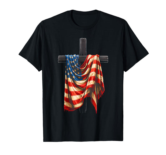 USA Flag Religious Quote 4th of July Christian Faith Patriot T-Shirt