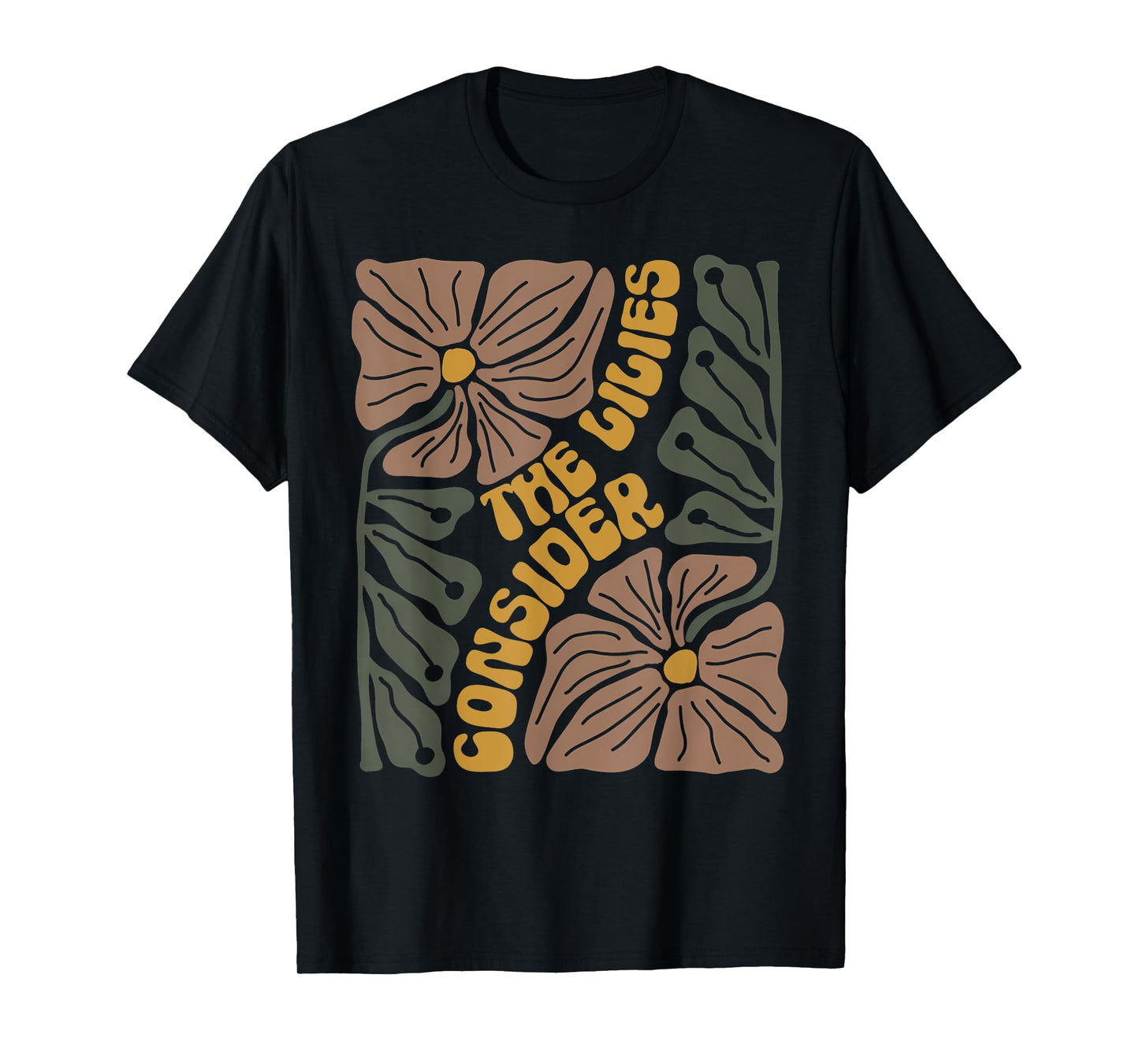 Consider The Lilies Boho Floral Christian Religious Bible T-Shirt