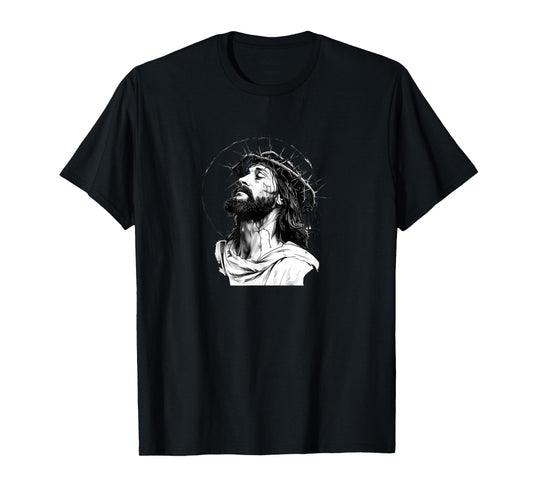 Jesus Christ Face with Crown of Thorns God Bible T-Shirt