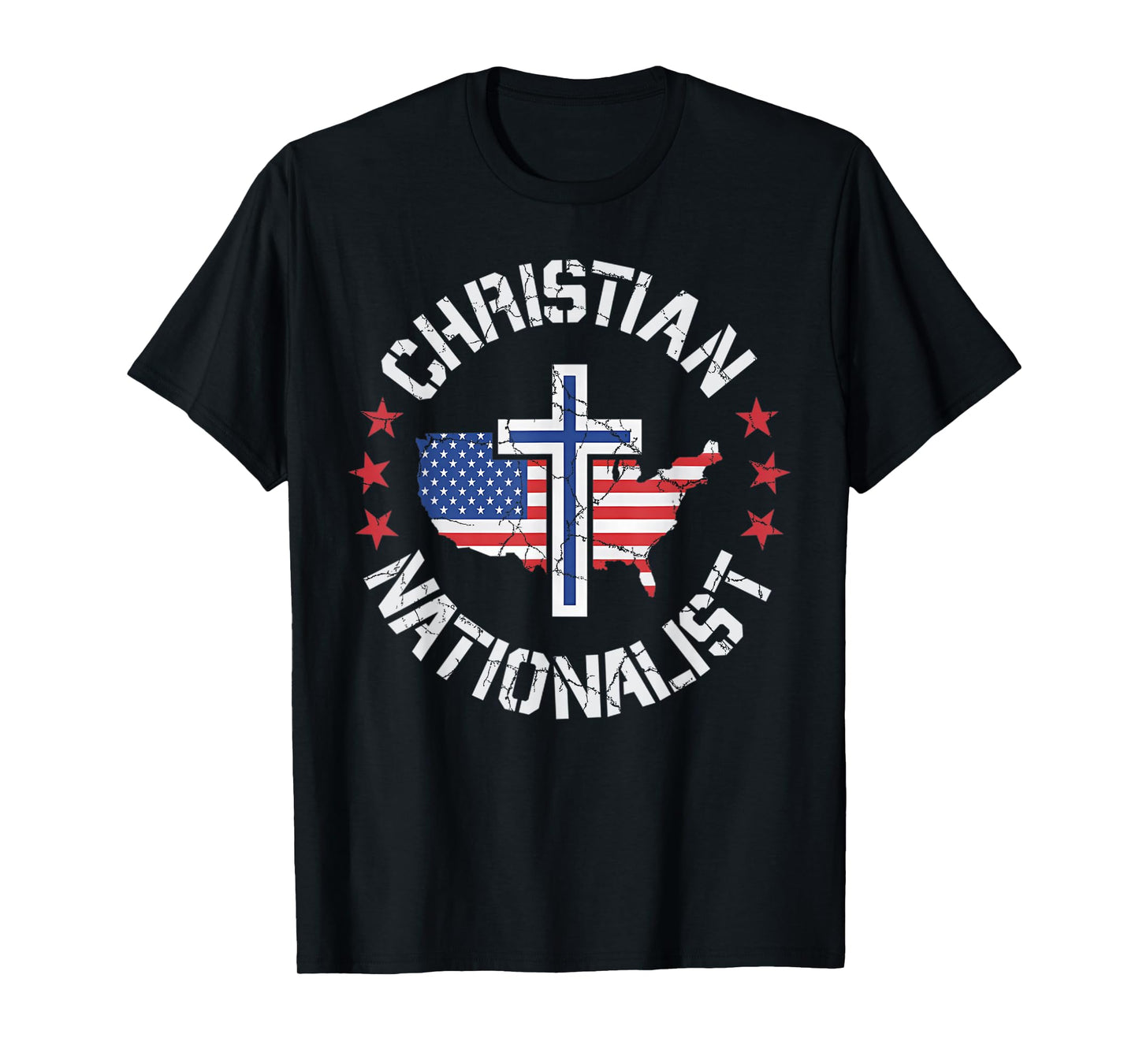 Vintage Cross Christian Nationalist Jesus Christ USA Flag T-Shirt