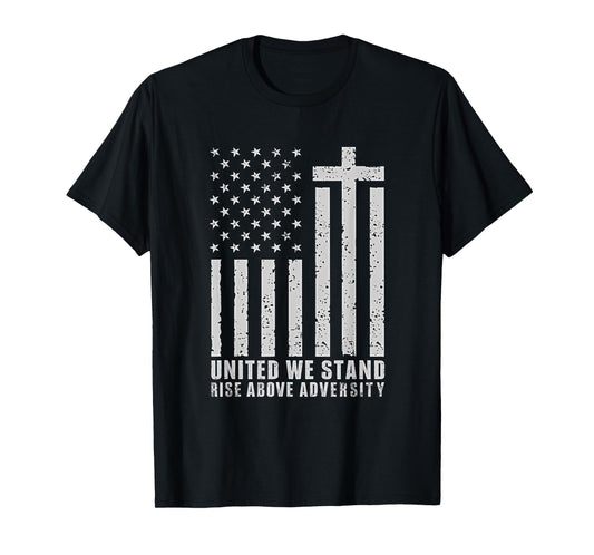 United We Stand Christian American Flag Shirt Faith Patriot T-Shirt