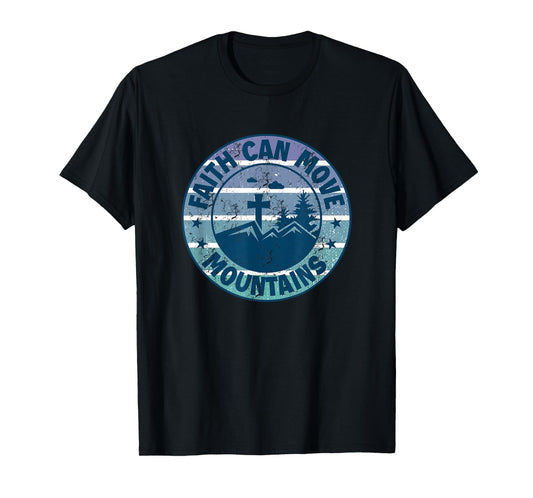 Vintage Faith Can Move Mountains Bible Verse Tee T-Shirt