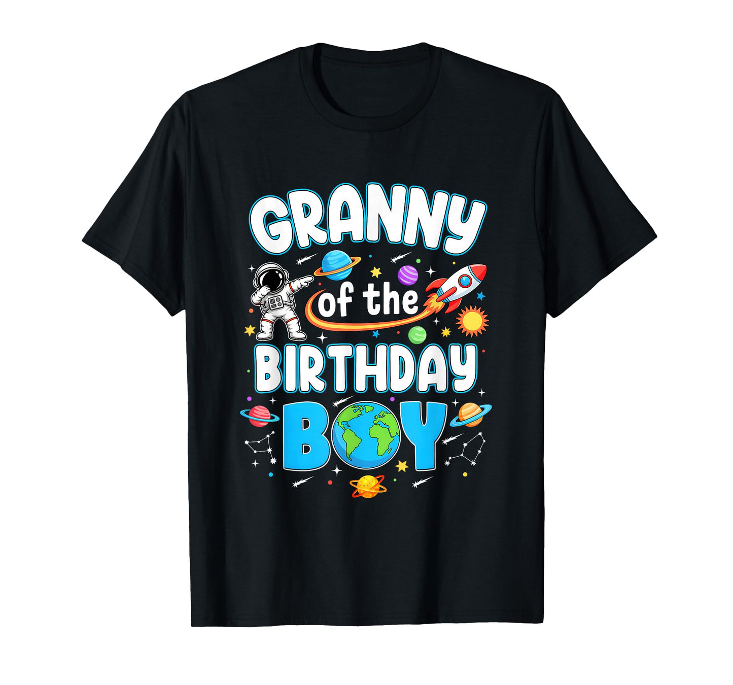 Granny Of The Birthday Boy Astronaut Family Space Planets T-Shirt