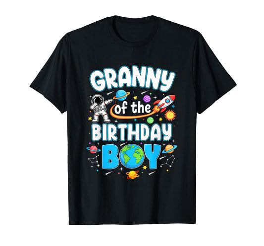 Granny Of The Birthday Boy Astronaut Family Space Planets T-Shirt