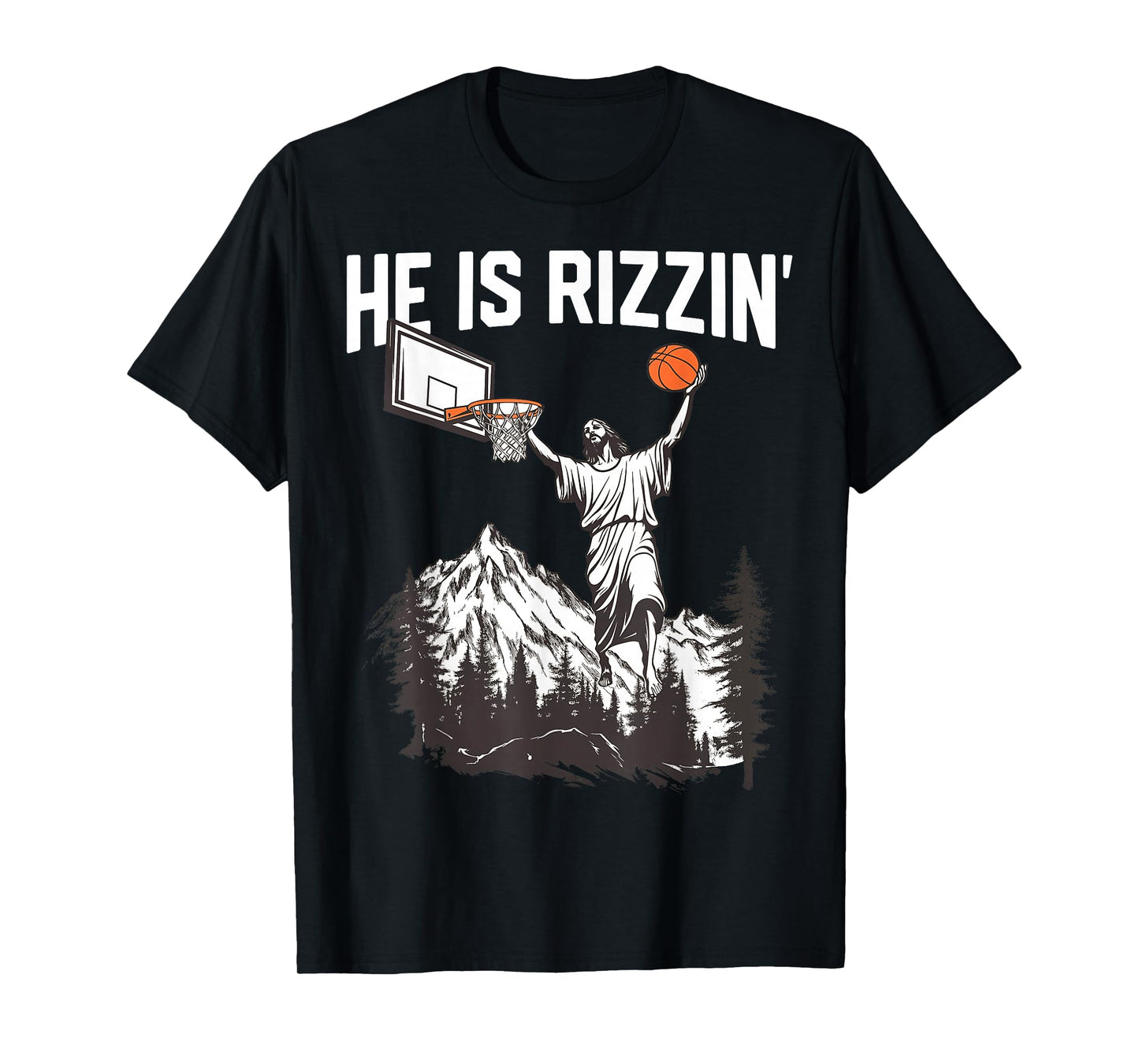 Jesus Basketball Dunk He is Rizzin Christian Easter T-Shirt