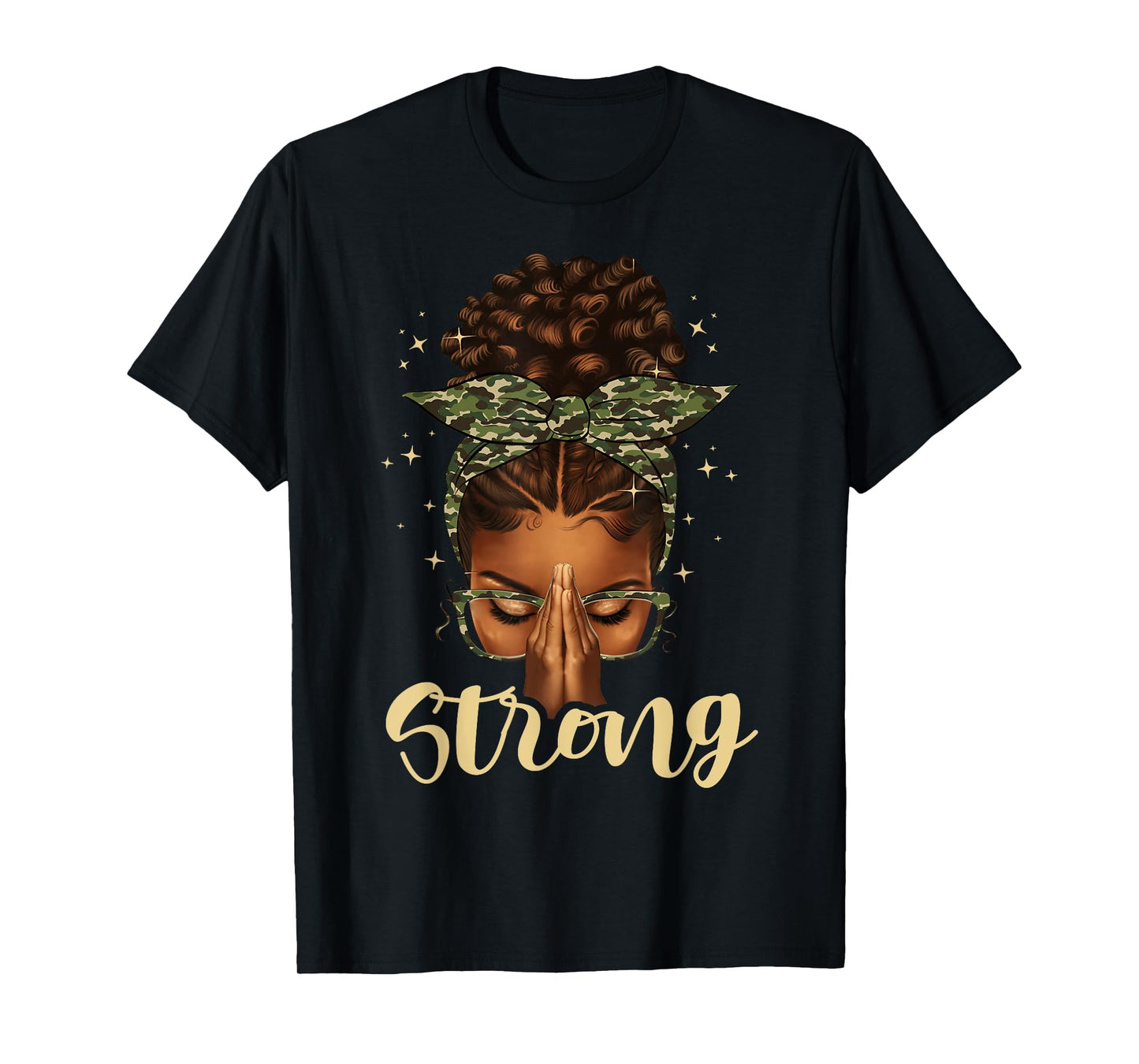 Strong Black Woman Praying Afro African American Christian T-Shirt