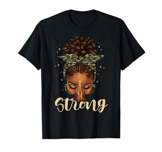 Strong Black Woman Praying Afro African American Christian T-Shirt