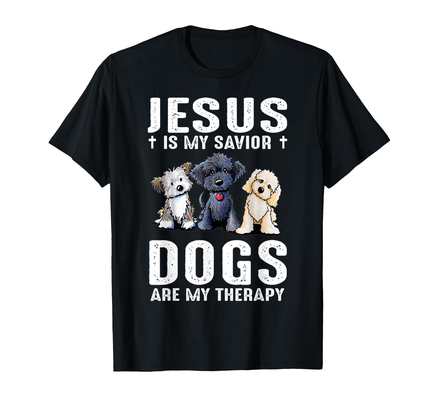Vintage Jesus is My Savior Dogs are My Therapy Jesus Christ T-Shirt