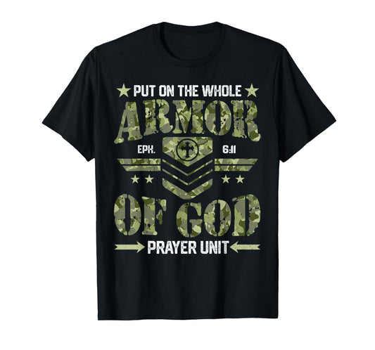 Put on the Whole Armor of God Camouflage Christian Faith T-Shirt