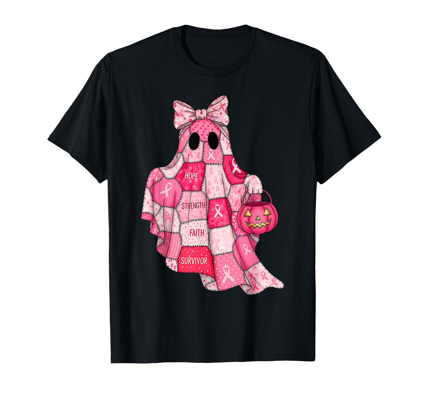 Breast Cancer Hope Strength Faith Survivor Ghost Wear Pink T-Shirt