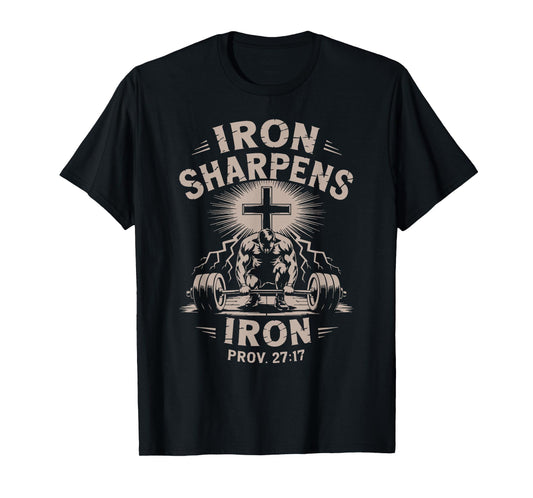 Iron Sharpens Iron Youth Christian Workout Gym Weightlifting T-Shirt