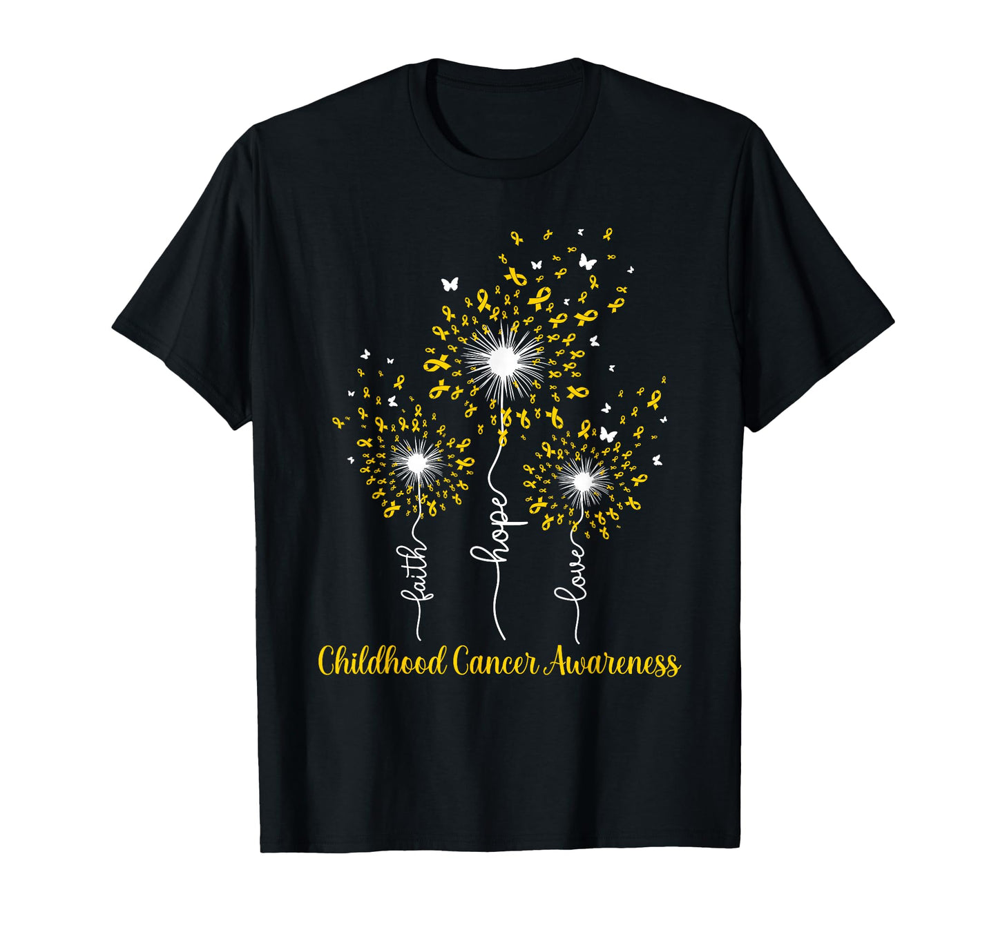 Dandelion Faith Hope Love Childhood Cancer Awareness T-Shirt