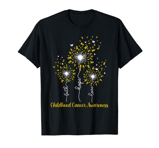 Dandelion Faith Hope Love Childhood Cancer Awareness T-Shirt