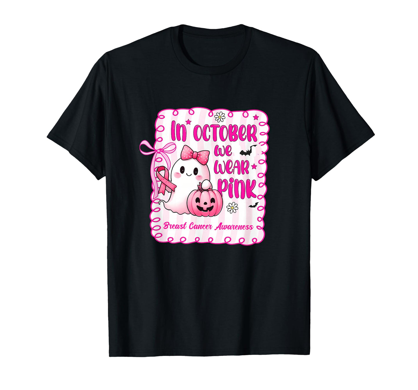 Breast Cancer Women Halloween in October We Wear Pink T-Shirt